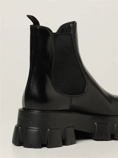 sport black leather ankle bootie flat like prada|ladies Prada ankle boots.